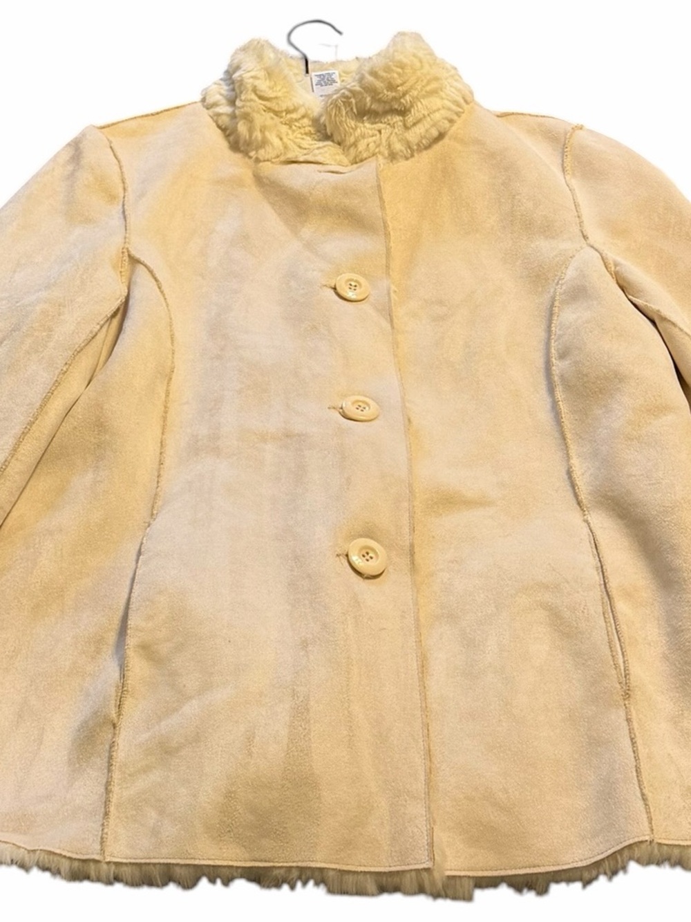 Coldwater Creek NWT Reversible Faux Fur Coat Ivory Shearling Quiet Luxury 16 - Picture 2 of 9